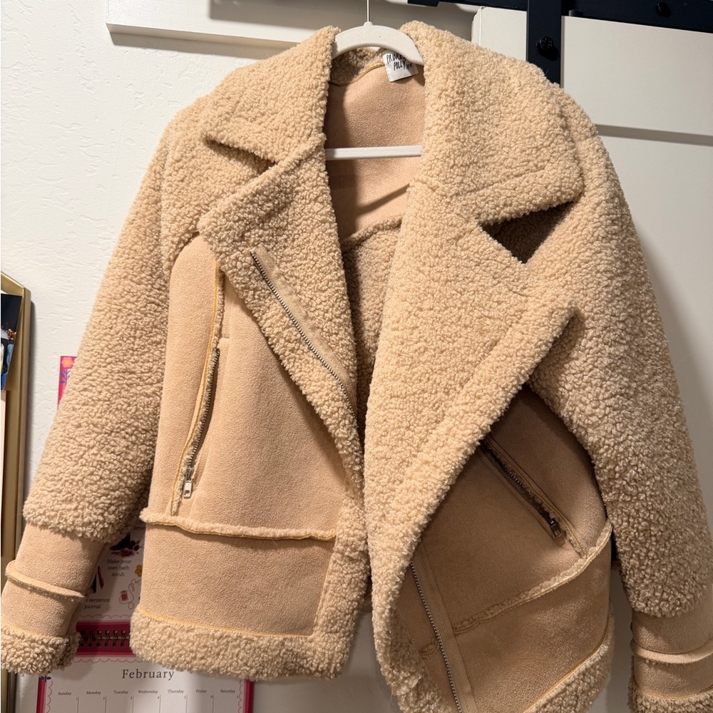 Princess Polly Cream Teddy Jacket